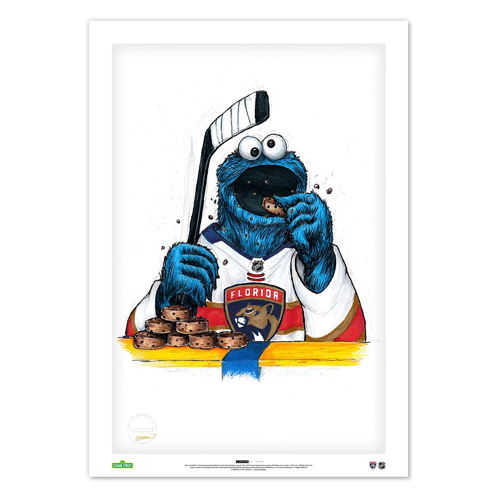 Cookie Monster Florida Panthers 14" x 20" Sesame Street Limited Edition Fine Art Print