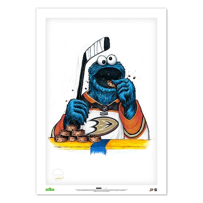 Cookie Monster Anaheim Ducks 14" x 20" Sesame Street Limited Edition Fine Art Print