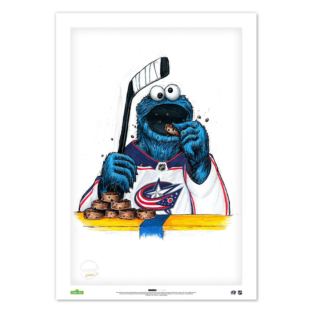 Cookie Monster Columbus Blue Jackets 24" x 36" Sesame Street Limited Edition Fine Art Print