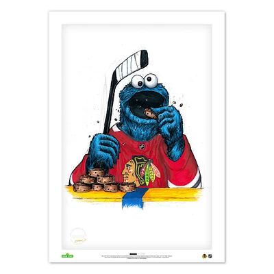Cookie Monster Chicago Blackhawks 24" x 36" Sesame Street Limited Edition Fine Art Print
