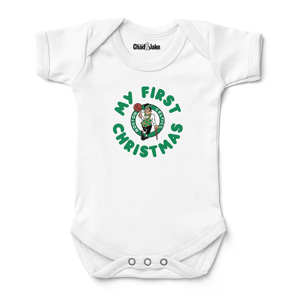 Newborn & Infant Chad Jake White Boston Celtics First Christmas Bodysuit