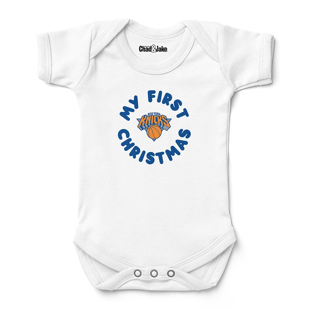 Newborn & Infant Chad Jake White New York Knicks First Christmas Bodysuit