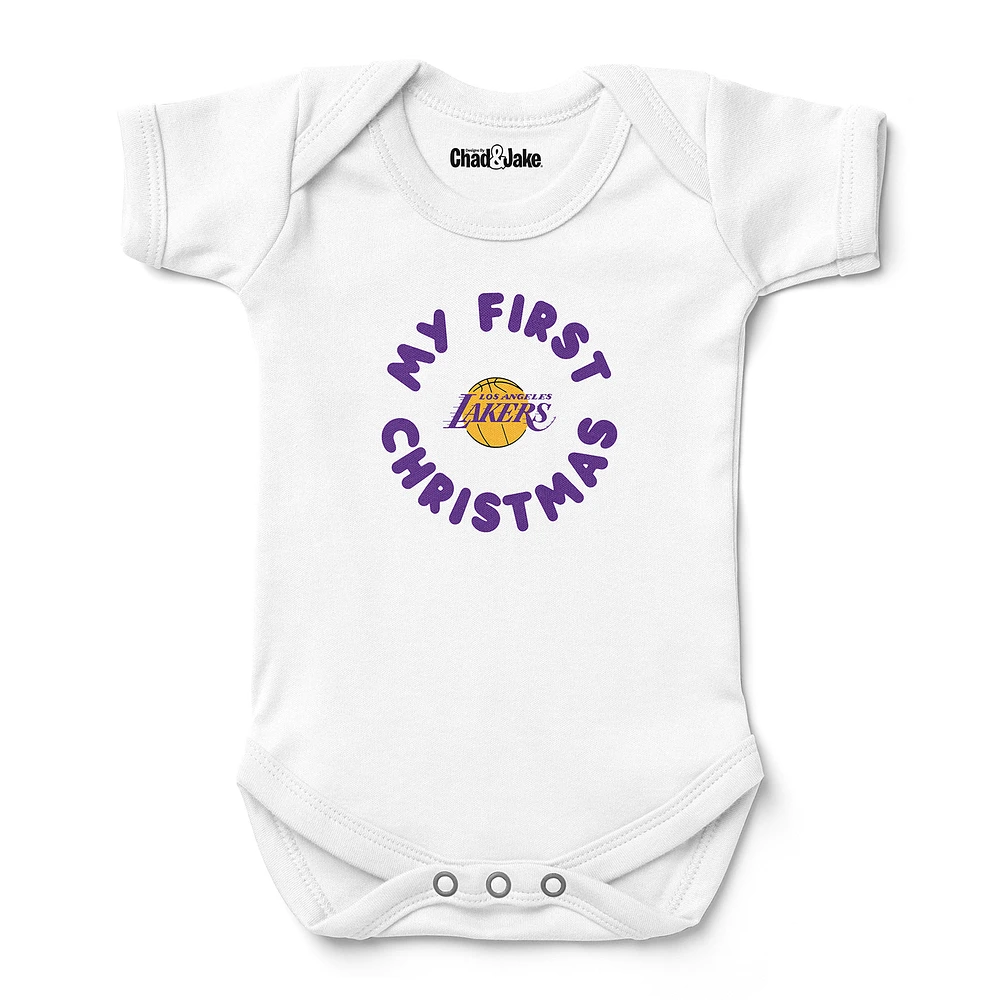 Newborn & Infant Chad Jake White Los Angeles Lakers First Christmas Bodysuit