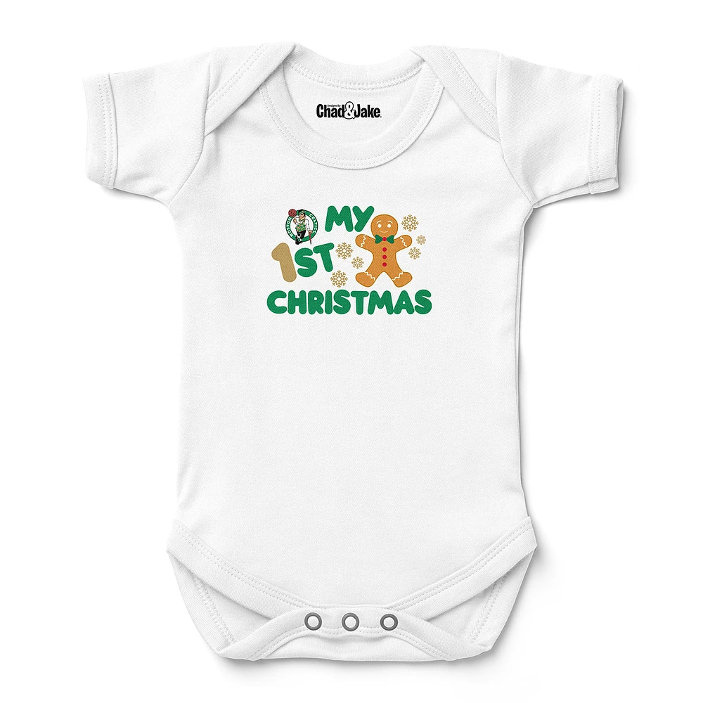 Newborn & Infant Chad Jake White Boston Celtics Gingerbread Christmas Bodysuit
