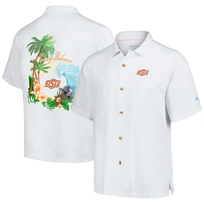 Men's Tommy Bahama White Oklahoma State Cowboys Castaway Game Camp Button-Up Shirt