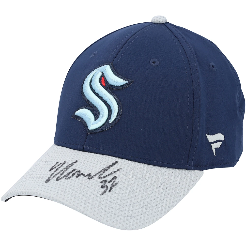 Yanni Gourde Seattle Kraken Autographed Deep Sea Blue Logo Cap