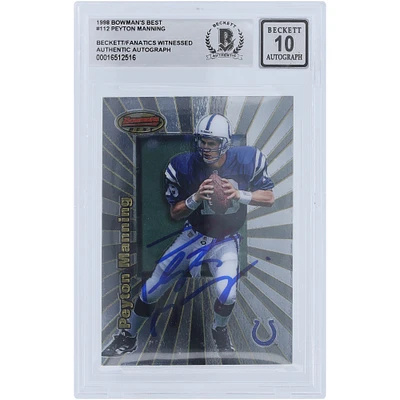 Peyton Manning Indianapolis Colts Autographed 1998 Bowman's Best #112 Beckett Fanatics Witnessed Authenticated 10 Rookie Card