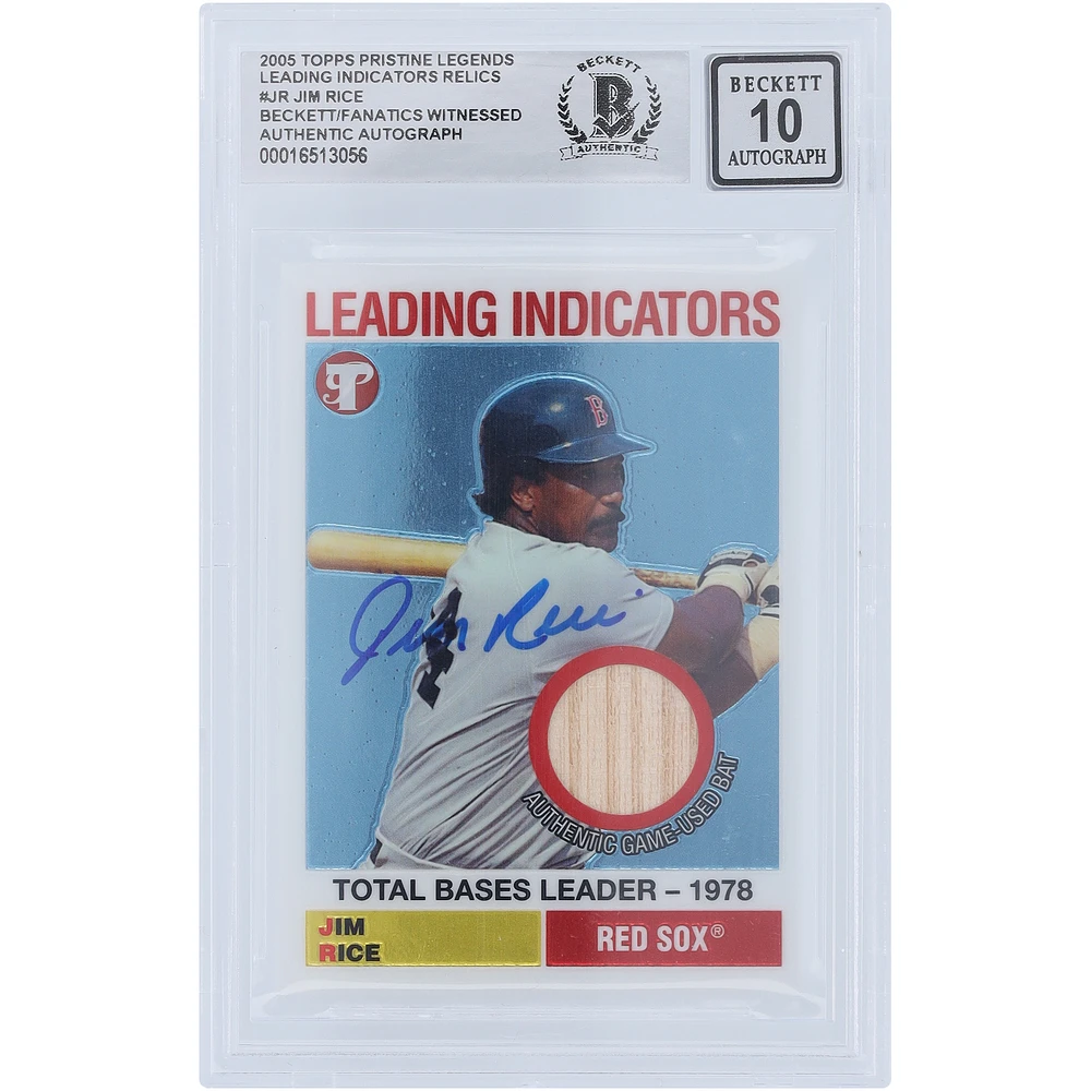 Jim Rice Boston Red Sox Autographed 2005 Topps Pristine Legends Bat Relic #LI-JR Beckett Fanatics Witnessed Authenticated 10 Card