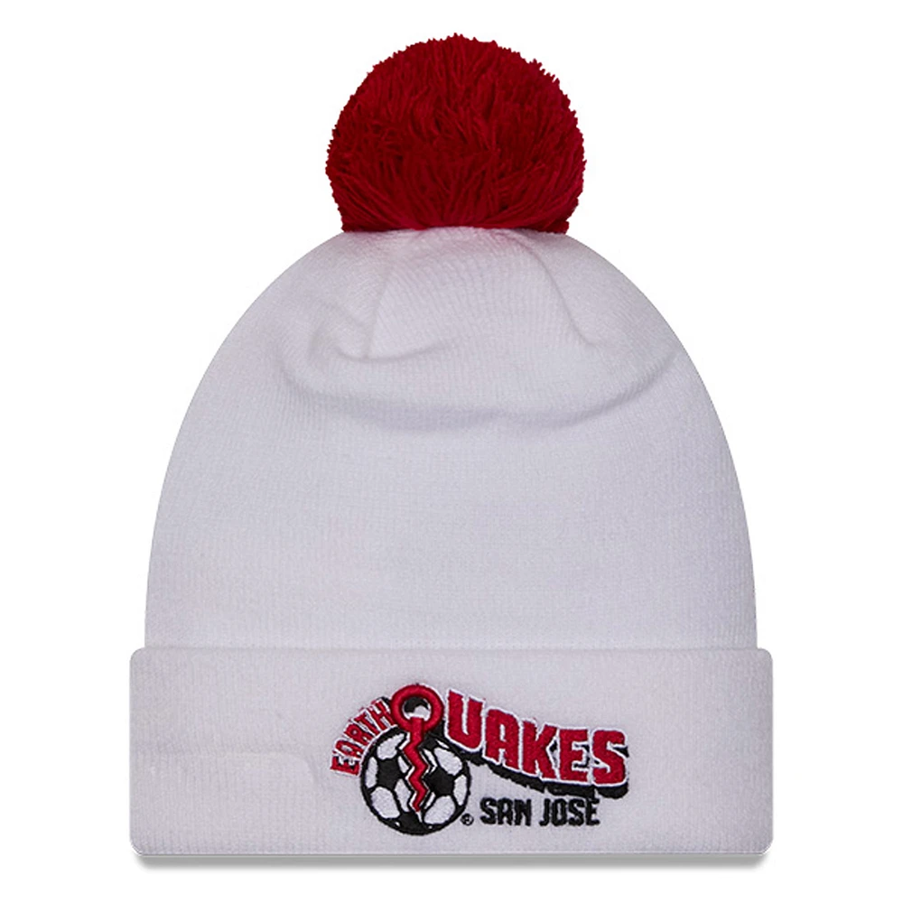 Men's New Era White San Jose Earthquakes Jersey Hook Cuff Knit Hat with Pom