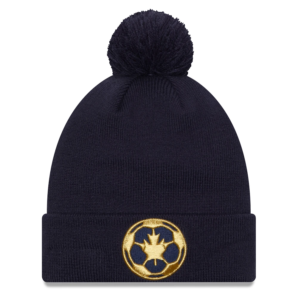 Men's New Era Blue Vancouver Whitecaps FC Jersey Hook Cuff Knit Hat with Pom