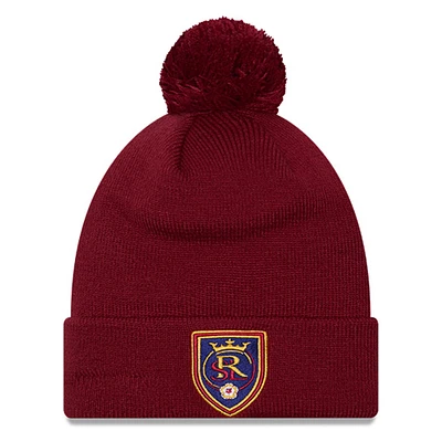 Men's New Era Red Real Salt Lake Jersey Hook Cuff Knit Hat with Pom