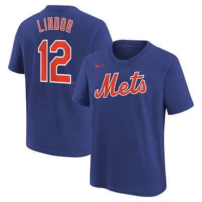 Youth Nike Francisco Lindor Royal New York Mets Home Player Name & Number T-Shirt