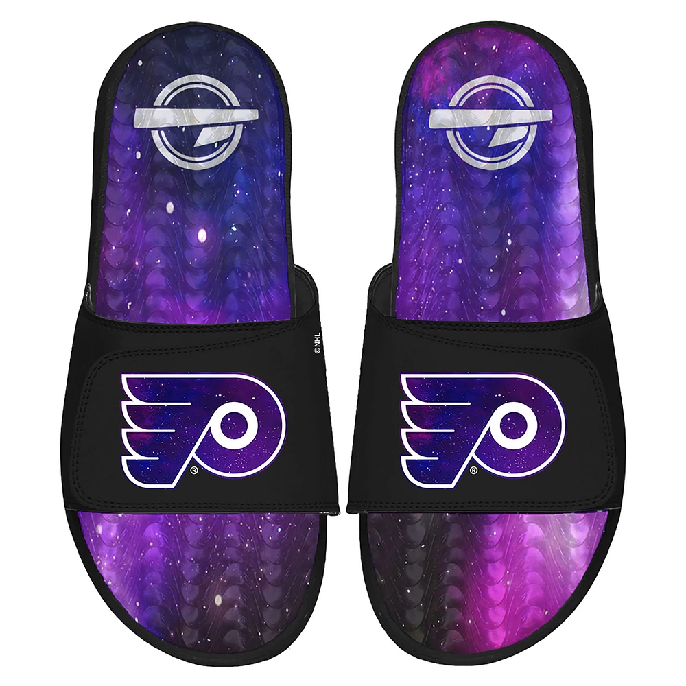 Men's ISlide Black Philadelphia Flyers Galaxy Gel Slide Sandals