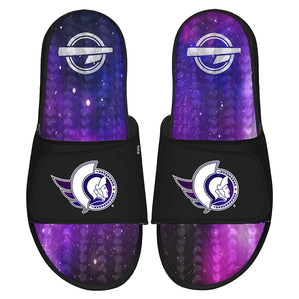 Men's ISlide Black Ottawa Senators Galaxy Gel Slide Sandals