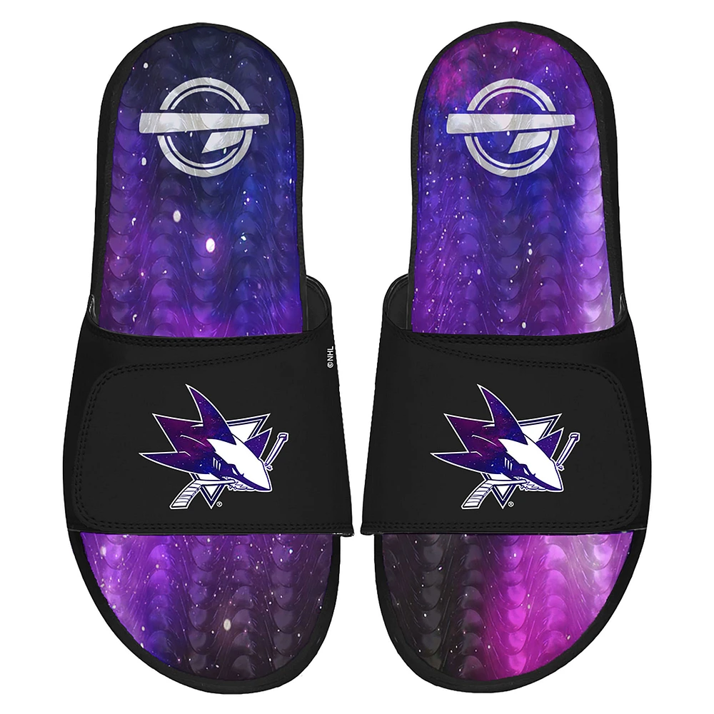 Men's ISlide Black San Jose Sharks Galaxy Gel Slide Sandals