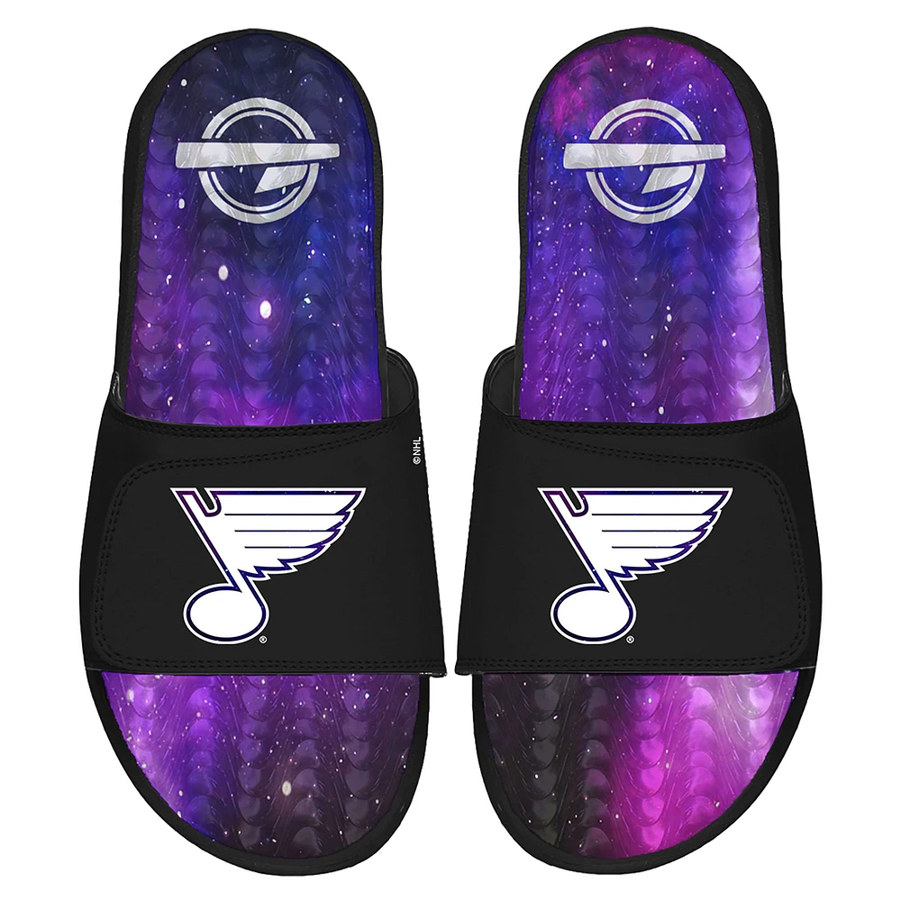 Men's ISlide Black St. Louis Blues Galaxy Gel Slide Sandals