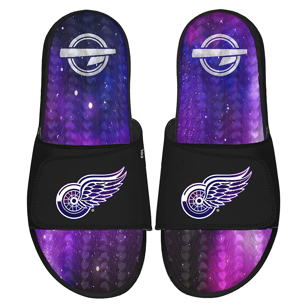Men's ISlide Black Detroit Red Wings Galaxy Gel Slide Sandals