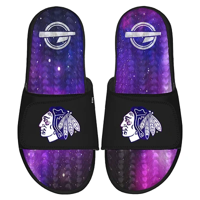 Men's ISlide Black Chicago Blackhawks Galaxy Gel Slide Sandals