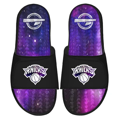 Men's ISlide Black New York Knicks Galaxy Gel Slide Sandals