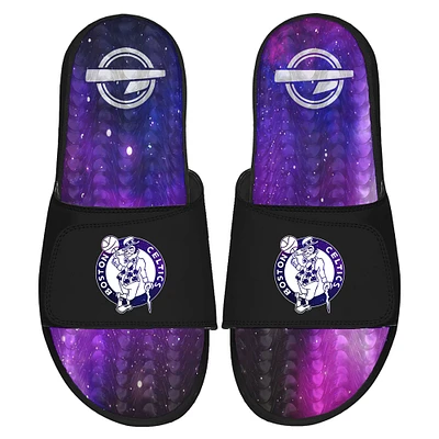 Men's ISlide Black Boston Celtics Galaxy Gel Slide Sandals