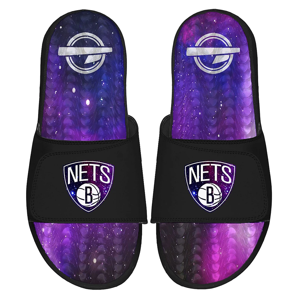 Men's ISlide Black Brooklyn Nets Galaxy Gel Slide Sandals