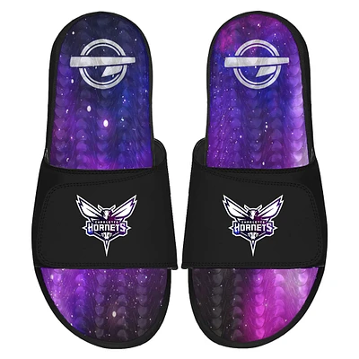 Men's ISlide Black Charlotte Hornets Galaxy Gel Slide Sandals