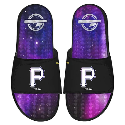 Men's ISlide Black Pittsburgh Pirates Galaxy Gel Slide Sandals