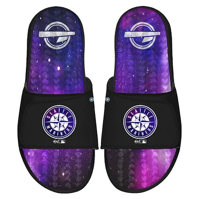 Men's ISlide Black Seattle Mariners Galaxy Gel Slide Sandals