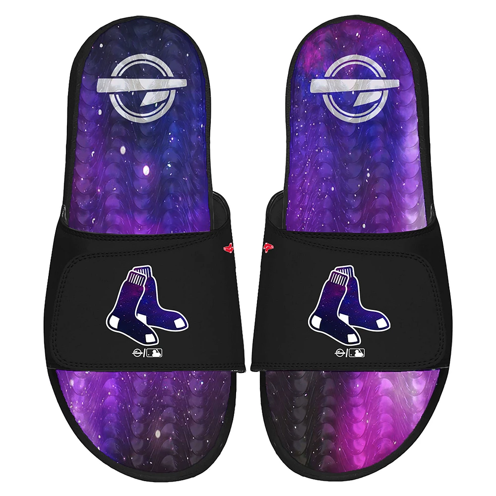 Men's ISlide Black Boston Red Sox Galaxy Gel Slide Sandals