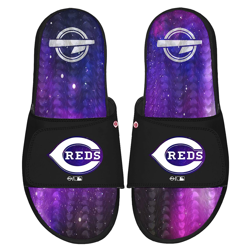 Men's ISlide Black Cincinnati Reds Galaxy Gel Slide Sandals