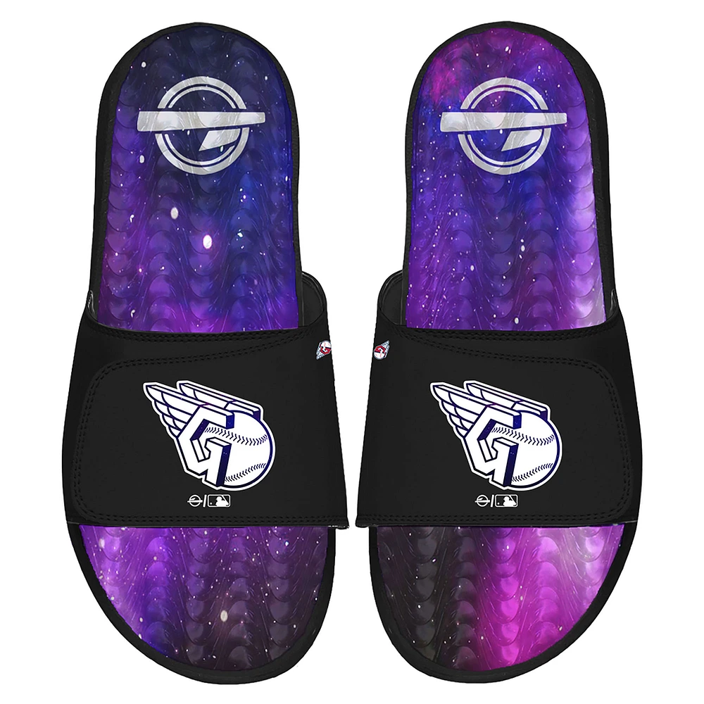 Men's ISlide Black Cleveland Guardians Galaxy Gel Slide Sandals