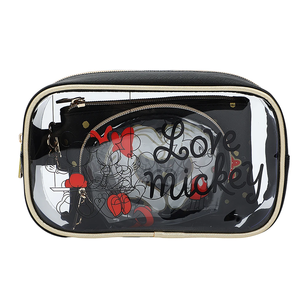 Disney Mickey and Minnie Three-Pack Travel Cosmetic Bag Set