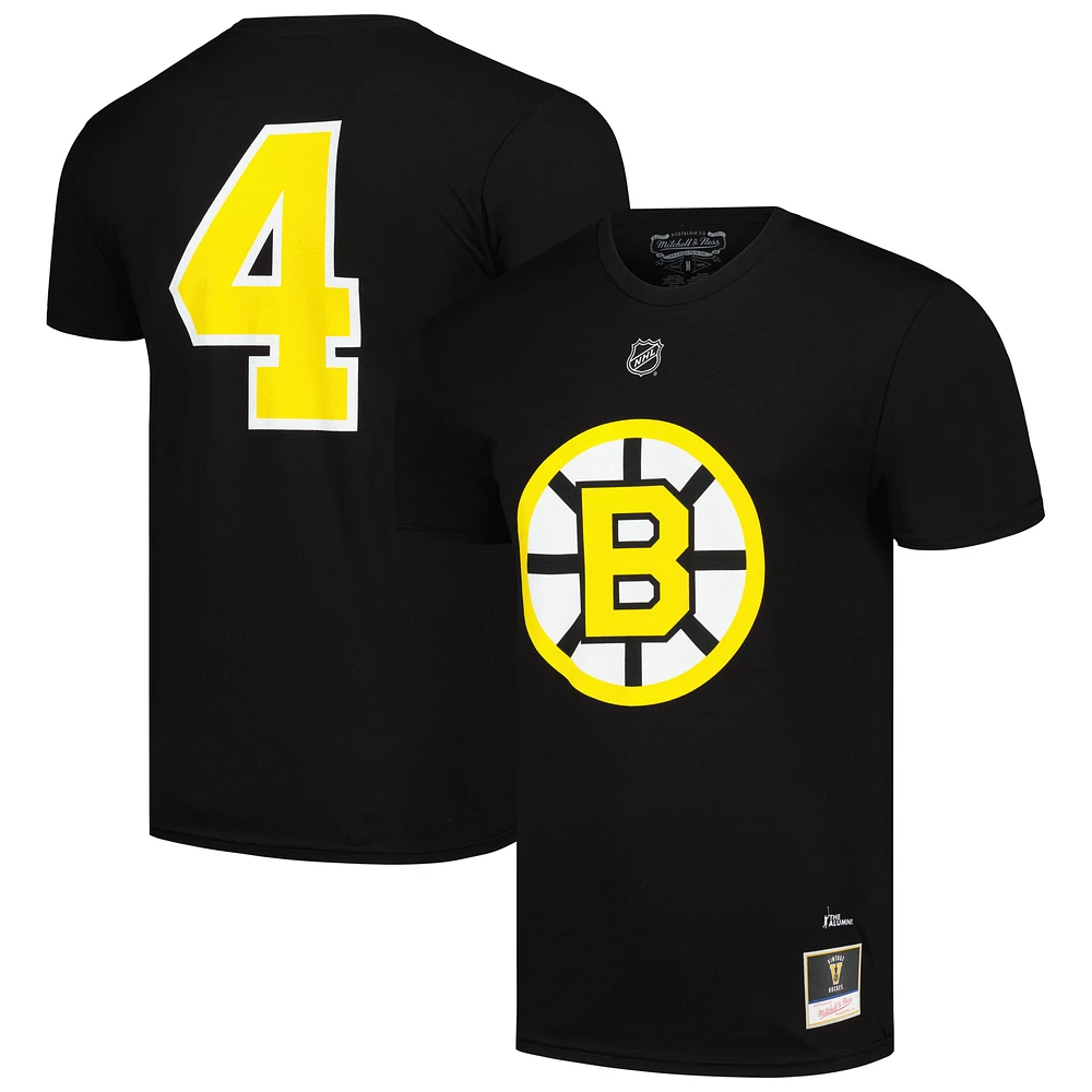 Men's Mitchell & Ness Bobby Orr Black Boston Bruins Name Number T-Shirt