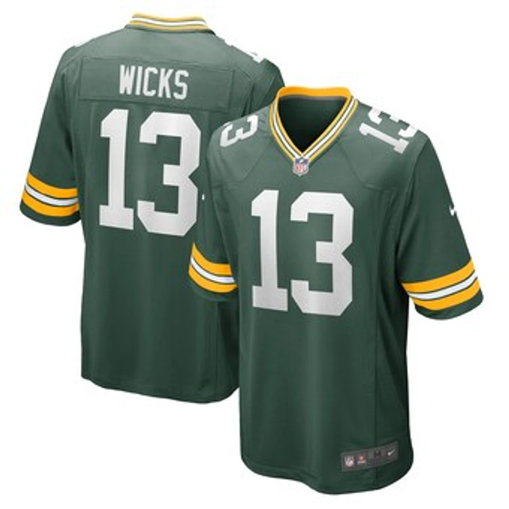 Men's Nike Dontayvion Wicks  Green Green Bay Packers  Game Jersey