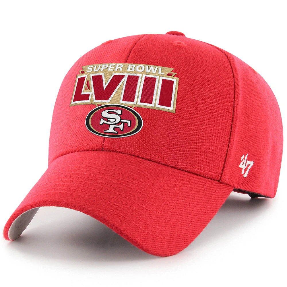 Men's '47 Scarlet San Francisco 49ers Super Bowl LVIII MVP Adjustable Hat