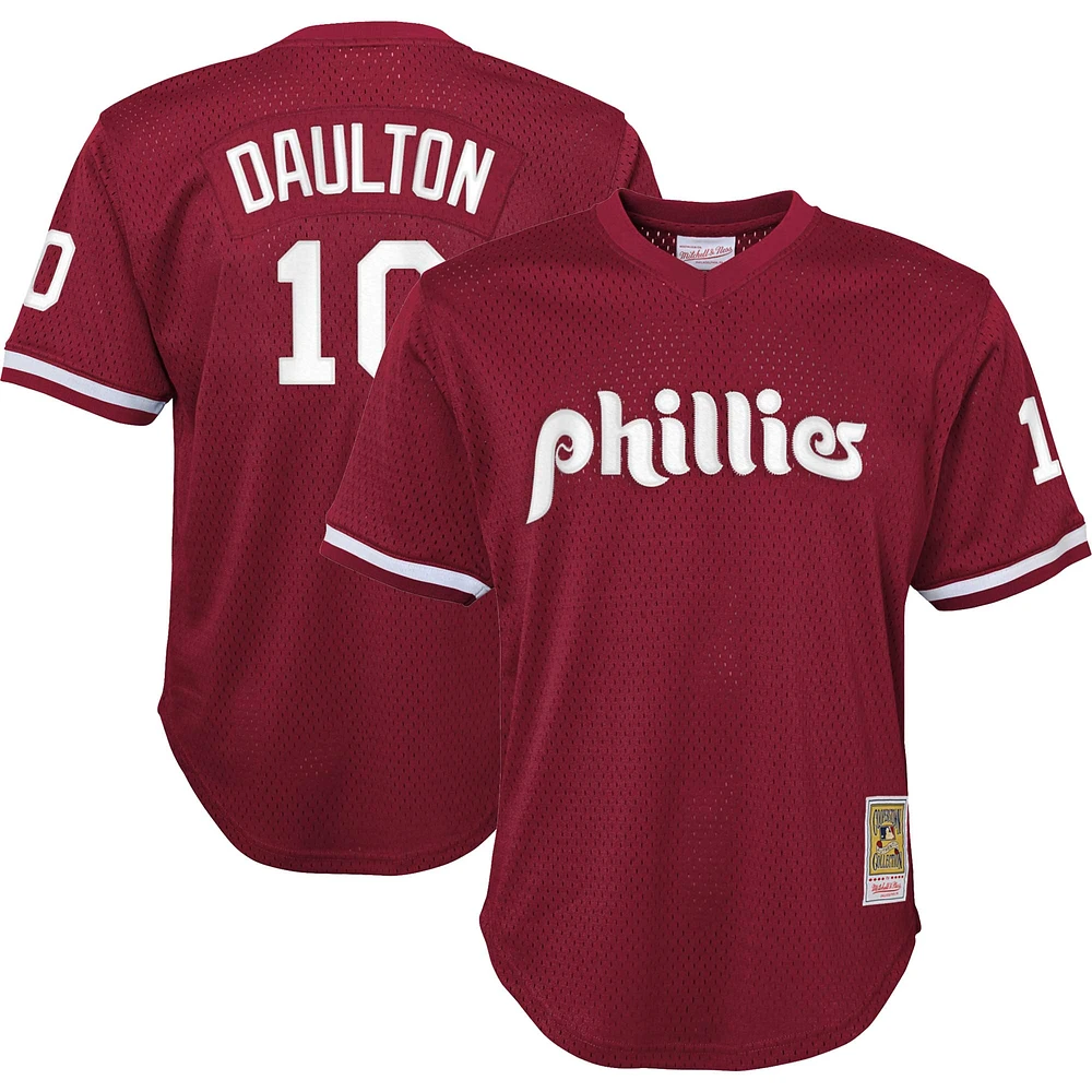 Youth Mitchell & Ness Darren Daulton Burgundy Philadelphia Phillies Cooperstown Collection Mesh Batting Practice Jersey