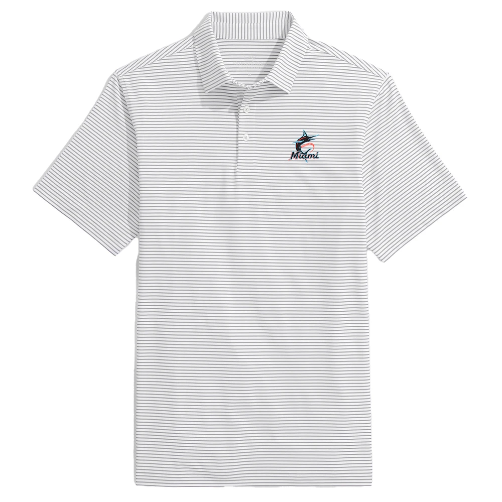 Men's Vineyard Vines Gray Miami Marlins Bradley Stripe Polo