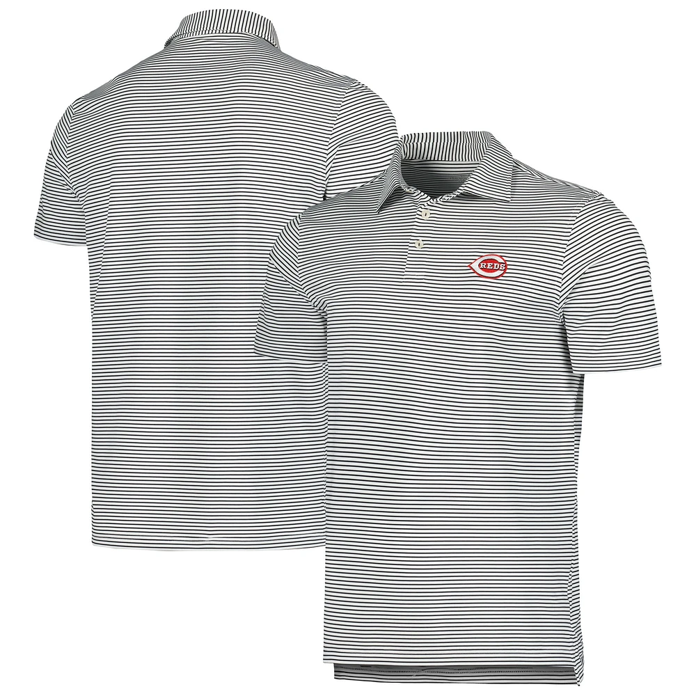 Men's Vineyard Vines Black Cincinnati Reds Bradley Stripe Polo