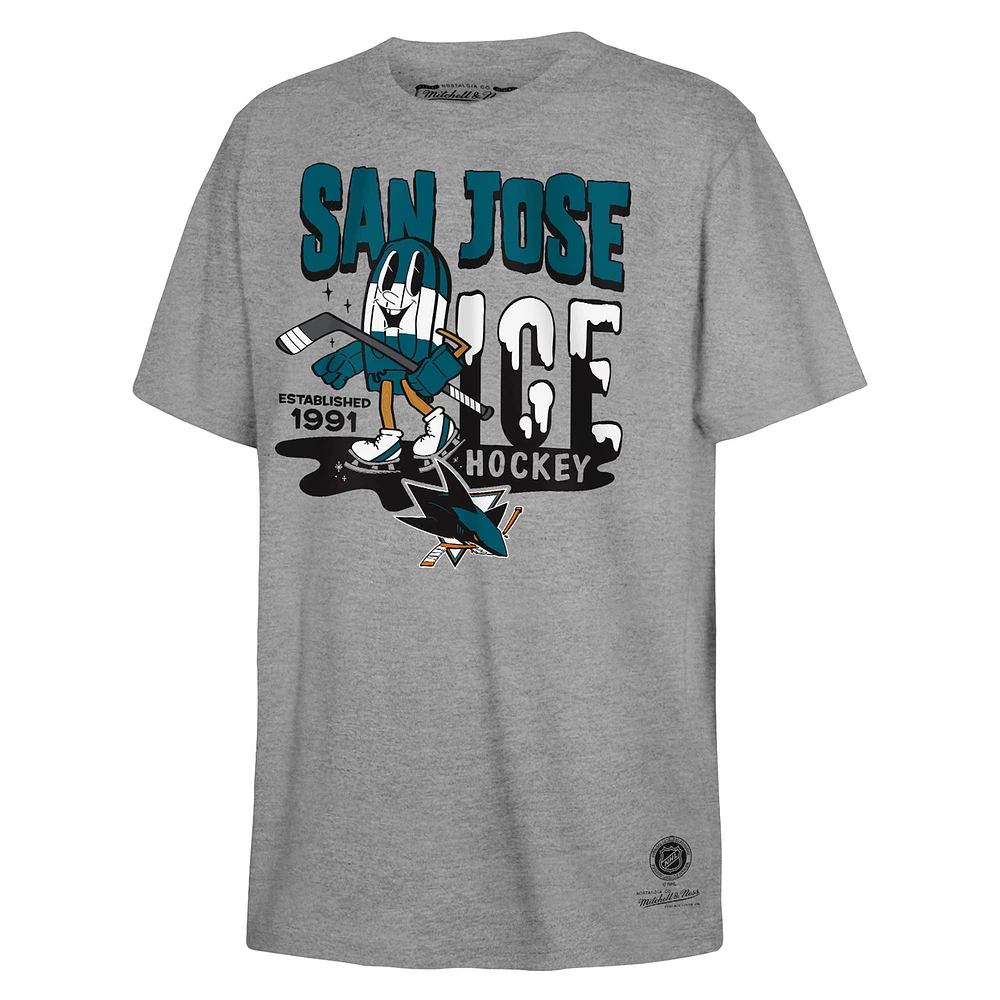 Youth Mitchell & Ness Gray San Jose Sharks Ice Hockey T-Shirt