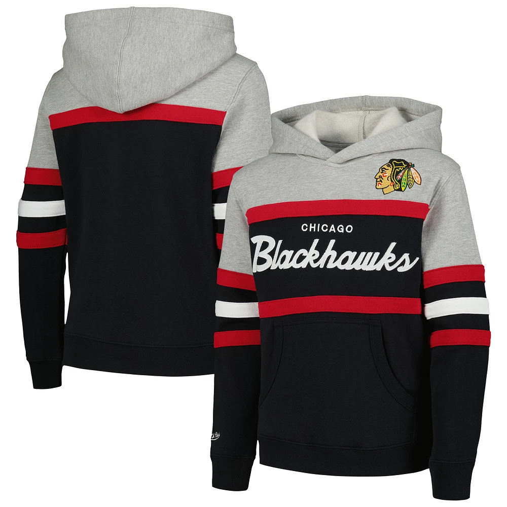 Youth Mitchell & Ness Black Chicago Blackhawks Head Coach Pullover Hoodie