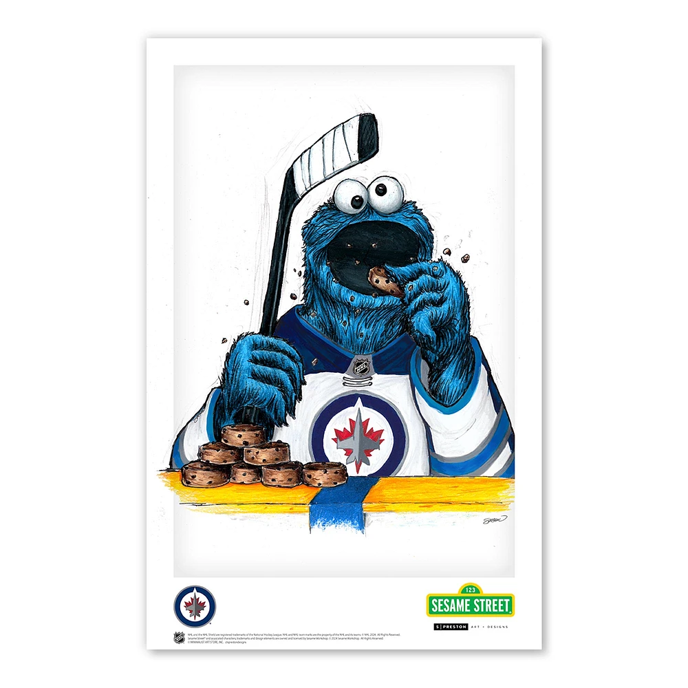 Cookie Monster Winnipeg Jets 11" x 17" Sesame Street Poster Print