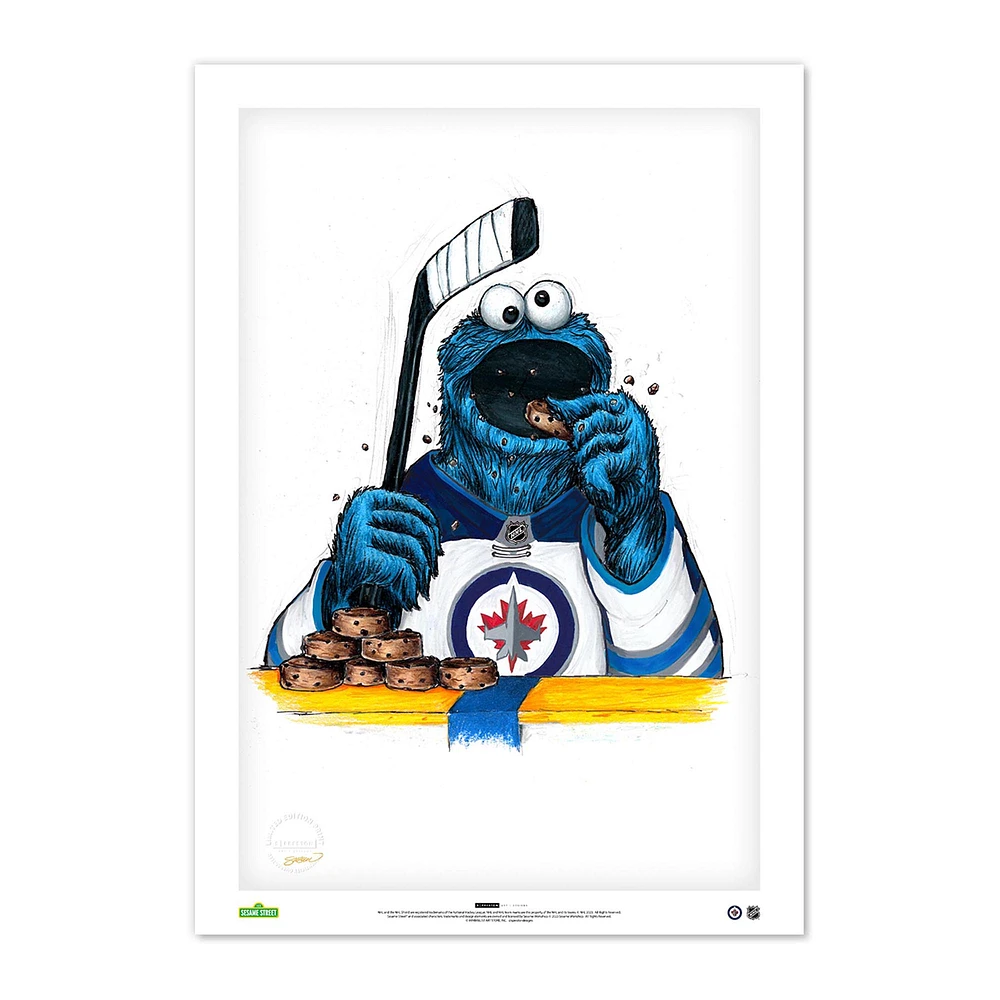 Cookie Monster Winnipeg Jets 14" x 20" Sesame Street Limited Edition Fine Art Print