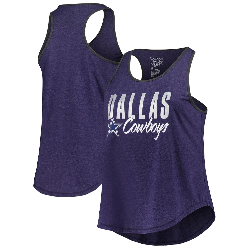 Women's Fanatics Heather Navy Dallas Cowboys Plus Size Fuel Tank Top