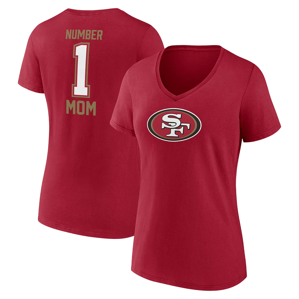 Women's Fanatics Scarlet San Francisco 49ers Plus Mother's Day #1 Mom V-Neck T-Shirt