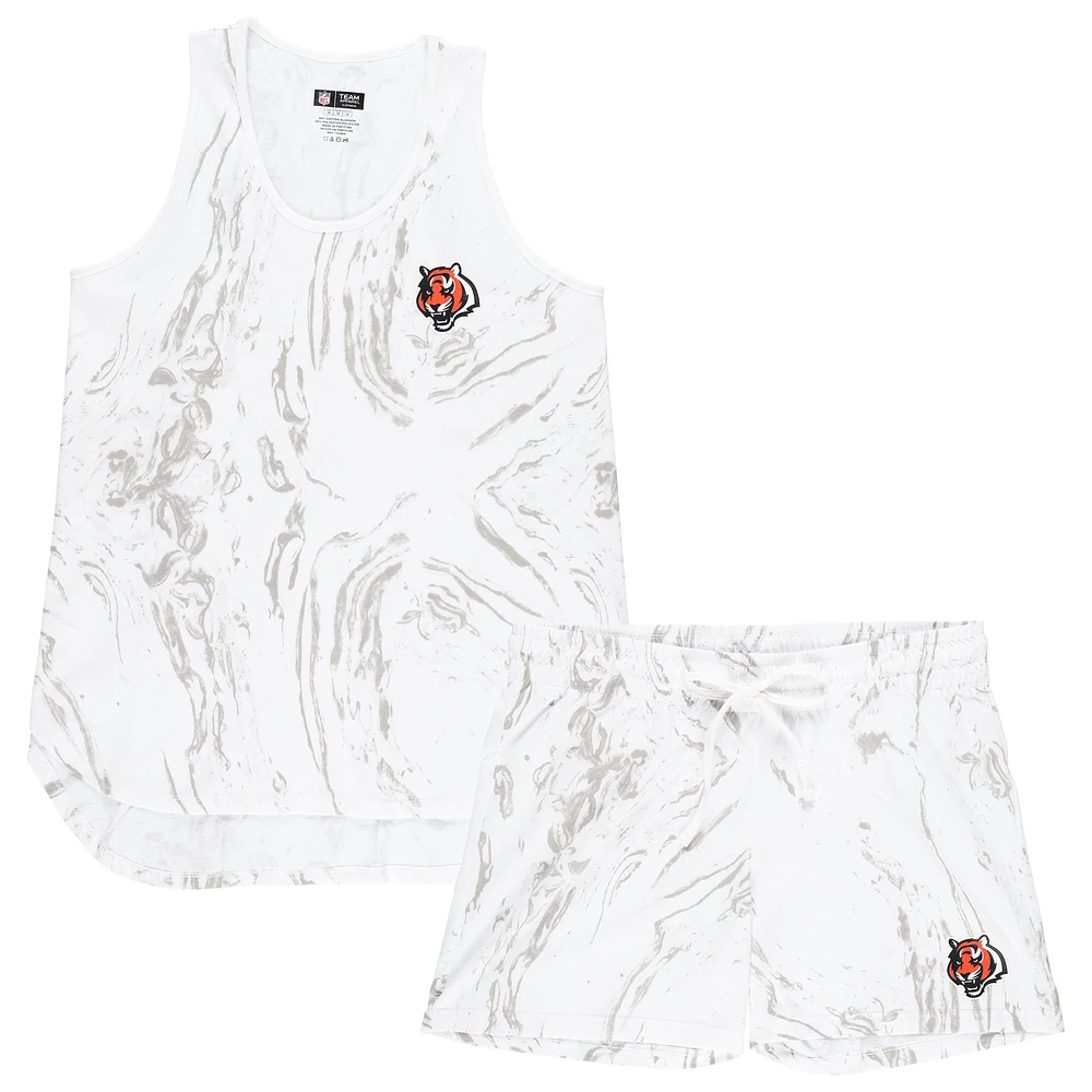 Women's Concepts Sport White Cincinnati Bengals Plus Quartz Tank Top & Shorts Set