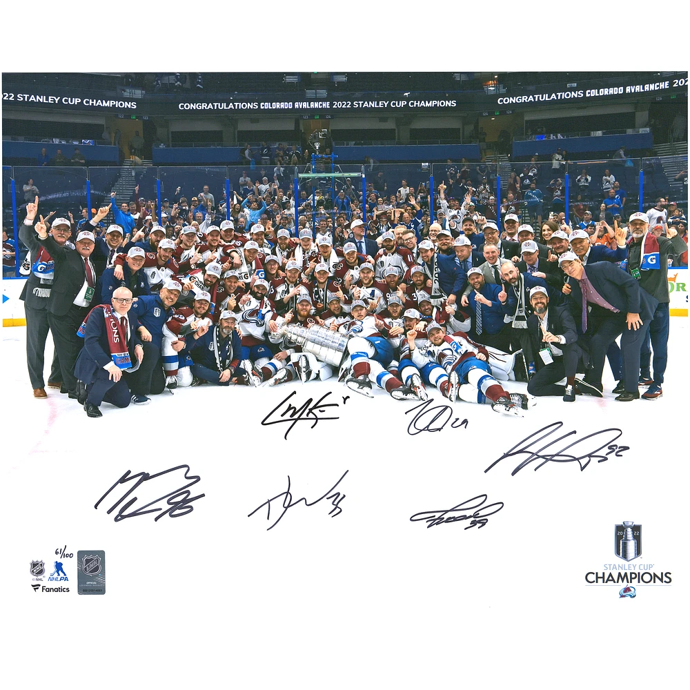 Colorado Avalanche Autographed 2022 Stanley Cup Champions 16" x 20" Team Photograph with 6 Signatures - Limited Edition of 100