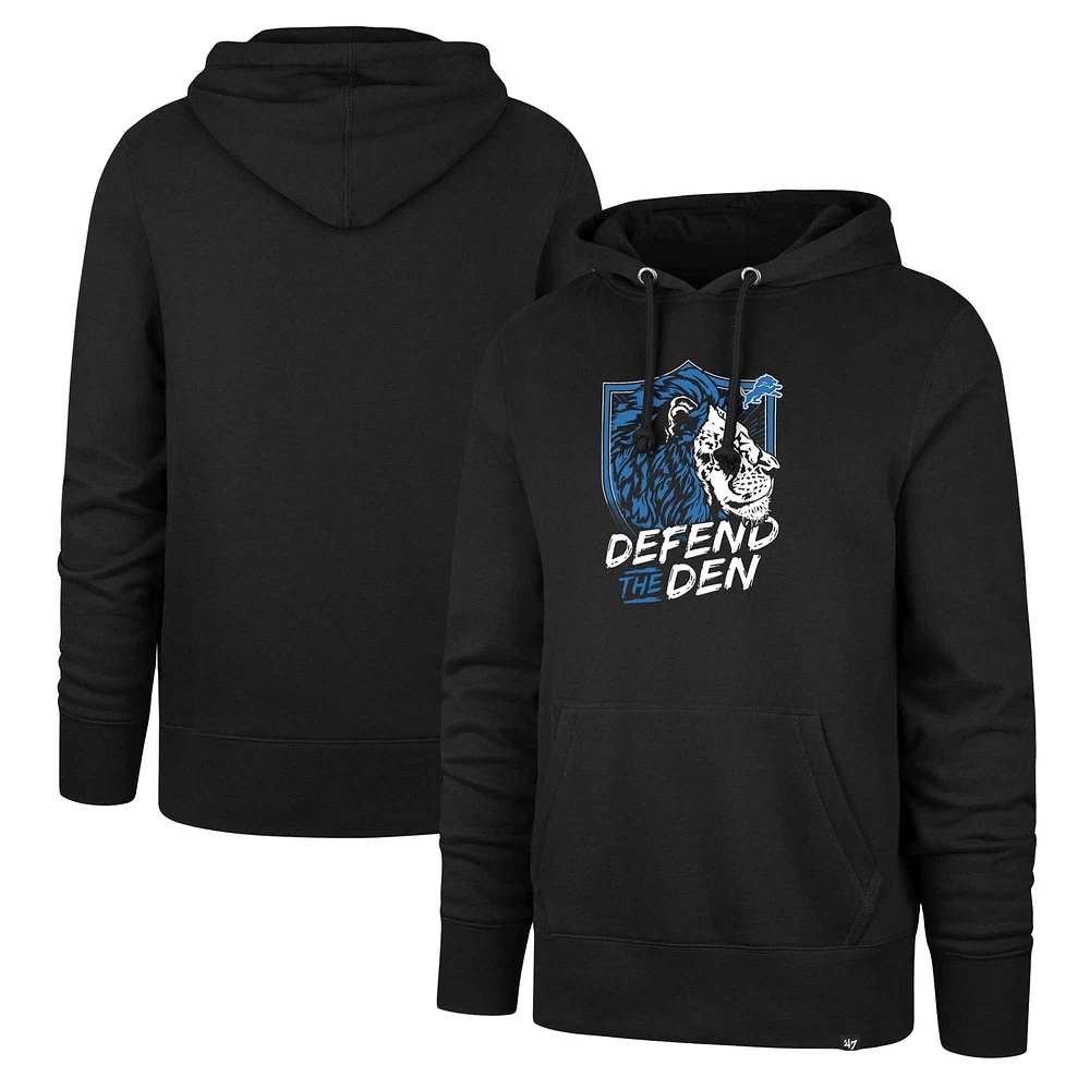 Men's '47 Black Detroit Lions Regional Headline Hoodie