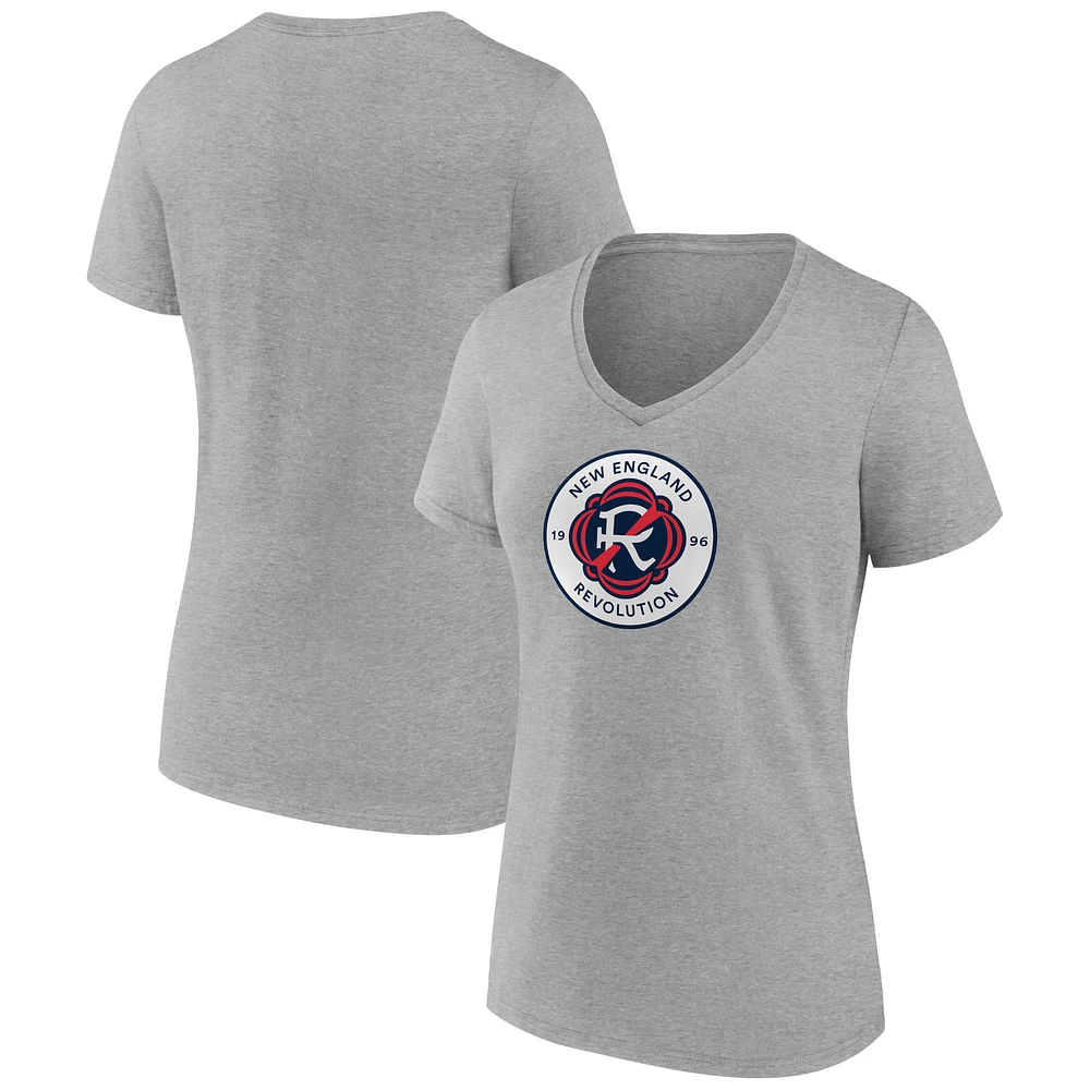 Women's Fanatics Steel New England Revolution Logo V-Neck T-Shirt