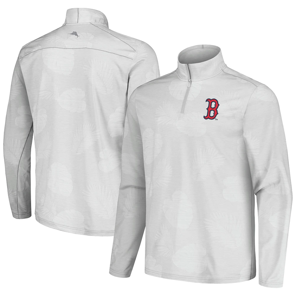 Men's Tommy Bahama Gray Boston Red Sox Delray Frond IslandZone Half-Zip Jacket