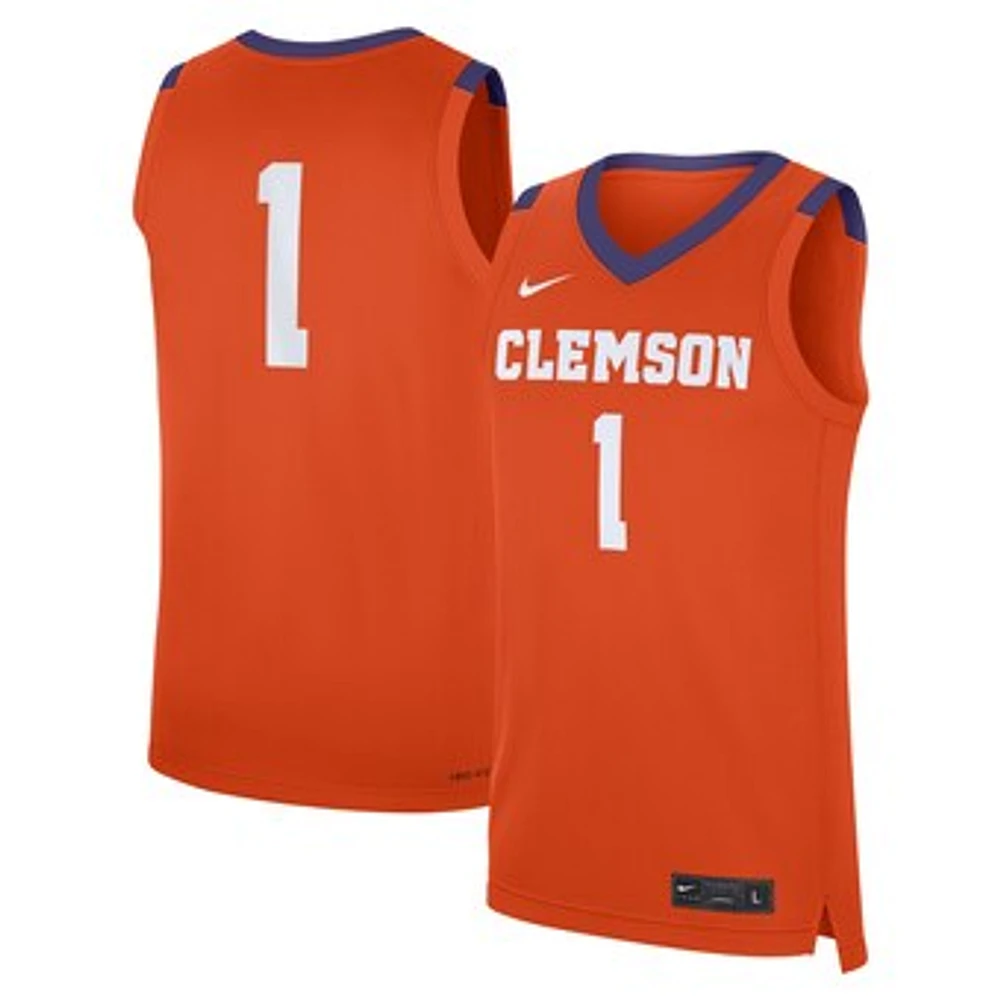Men's Nike #1 Orange Clemson Tigers Road Replica Jersey